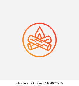 Outline fire flames icon,gradient illustration,vector champing sign symbol