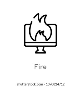 outline fire vector icon. isolated black simple line element illustration from blogger and influencer concept. editable vector stroke fire icon on white background