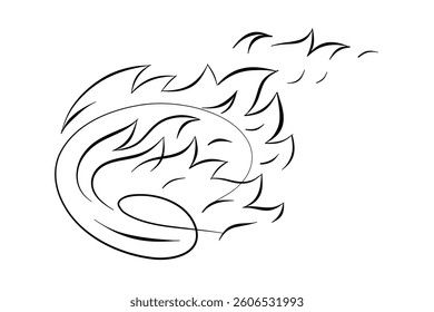 Outline Fire Vector sketch by hand. Image for any size ideal for advertising and posters, personal project or t-shirts, mugs, books, logos, etc.