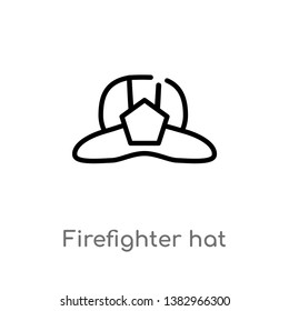 outline firefighter hat vector icon. isolated black simple line element illustration from fashion concept. editable vector stroke firefighter hat icon on white background