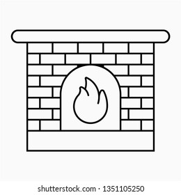 Outline fireplace vector icon