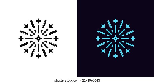 Outline Firework Icon, With Editable Stroke. Firework Explosion Silhouette, Starburst Pictogram. Festive Firework Burst, Diwali And New Year, Carnival And Lights Festival, Holiday Event. Vector Icon