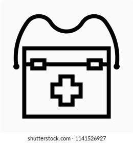 Outline first aid kit box pixel perfect vector icon