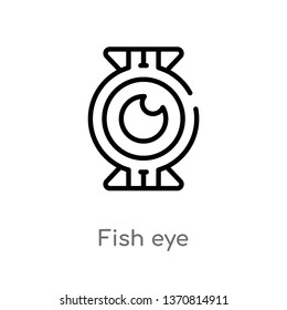 outline fish eye vector icon. isolated black simple line element illustration from animals concept. editable vector stroke fish eye icon on white background