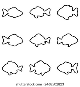 Outline fish illustration design set