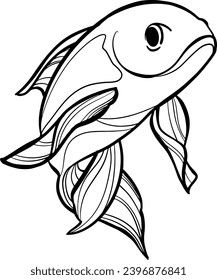 Outline fish. Line art vector illustration. Sea and ocean animals, modern minimalist outline icon. Hand drawn vector design