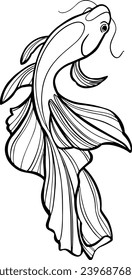 Outline fish. Line art vector illustration. Sea and ocean animals, modern minimalist outline icon. Hand drawn vector design