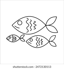 outline fish on green icon