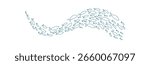 outline fish school pattern. Many aquatic creatures swim in a group. Underwater theme, doodle style, suitable for summer designs.