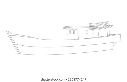 outline of a fishing boat on a white background