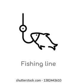 outline fishing line vector icon. isolated black simple line element illustration from food concept. editable vector stroke fishing line icon on white background