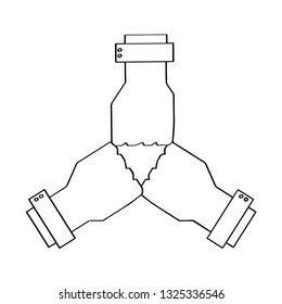 Outline of a fists icon. Teamwork concept. Vector illustration design