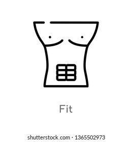 outline fit vector icon. isolated black simple line element illustration from medical concept. editable vector stroke fit icon on white background