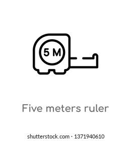outline five meters ruler vector icon. isolated black simple line element illustration from construction concept. editable vector stroke five meters ruler icon on white background