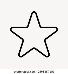 Outline of a five-pointed star. Simple design. Black star outline on a white background. Minimalist star icon. shape for various uses. Minimal shape vector.