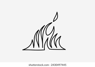 outline flame doodle vector image