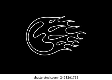 Imagen vectorial de garabato de llama de contorno, letrero de neón.