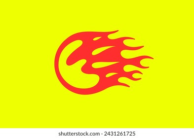 Outline flame doodle vector image, neon signboard.