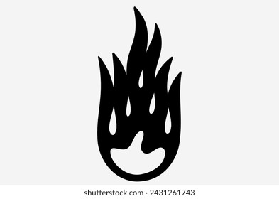 Outline flame doodle vector image, neon signboard.