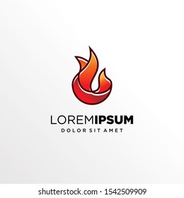 Outline Flame Logo Design Vector