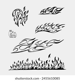 Outline Flame Set Hand Drawn Vector Image