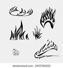 Outline Flame Set Hand Drawn Vector Image