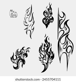 Outline Flame Set Hand Drawn Vector Image