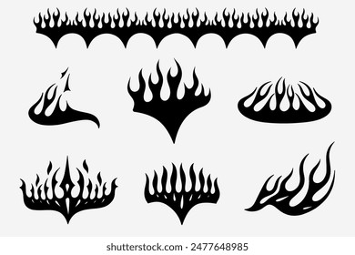 Outline Flame Set Hand Drawn Vector Image