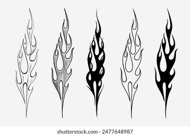 Outline Flame Set Hand Drawn Vector Image