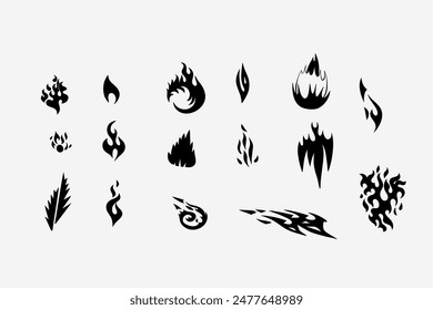 Outline Flame Set Hand Drawn Vector Image