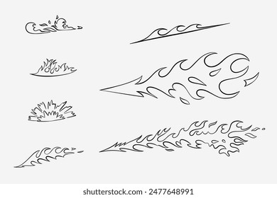 Outline Flame Set Hand Drawn Vector Image