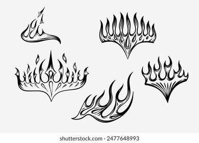 Outline Flame Set Hand Drawn Vector Image