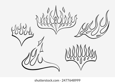 Outline Flame Set Hand Drawn Vector Image