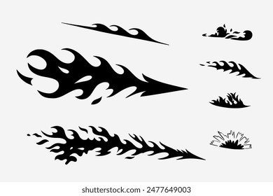 Outline Flame Set Hand Drawn Vector Image