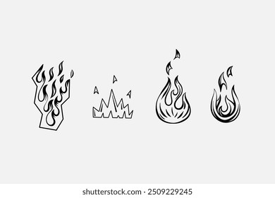 Outline Flame Set Hand Drawn Vector Image