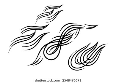 Outline Flame Set Hand Drawn Vector Image