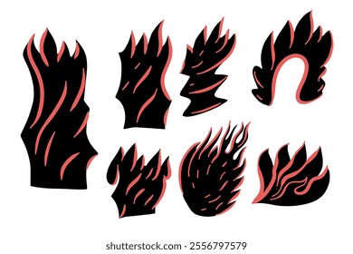 Outline Flame Set Hand Drawn Vector Image