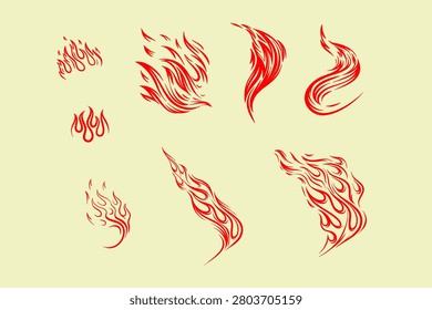 Outline Flame Set Hand Drawn Vector Image