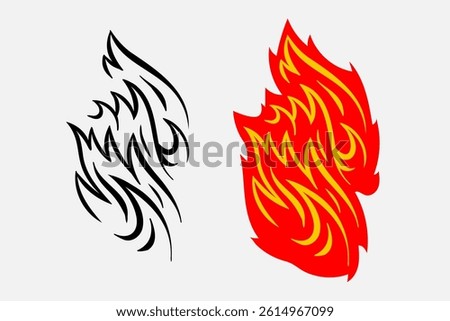Outline Flame Set Hand Drawn Vector Image