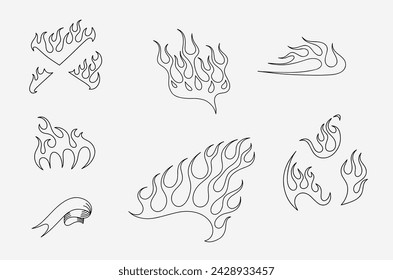 outline flame set vector image