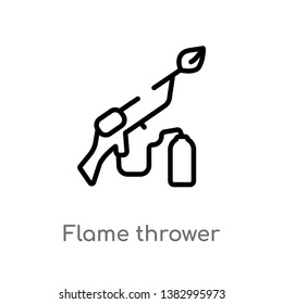 Outline Flame Thrower Vector Icon. Isolated Black Simple Line Element Illustration From Miscellaneous Concept. Editable Vector Stroke Flame Thrower Icon On White Background