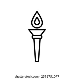 Outline of a Flaming Torch Representing Inspiration and Warmth on White Background