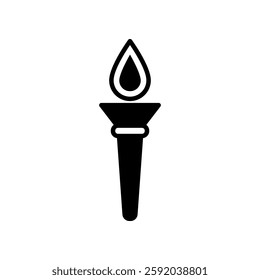 Outline of a Flaming Torch Representing Inspiration and Warmth on White Background