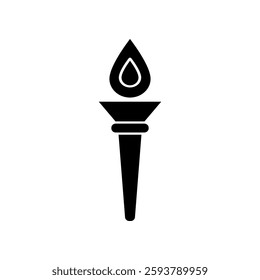 Outline of a Flaming Torch Representing Inspiration and Warmth on White Background