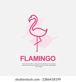 plantilla de logotipo de diseño de vector de flamingo de esquema