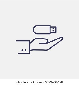Outline flash card in hand icon illustration vector symbol