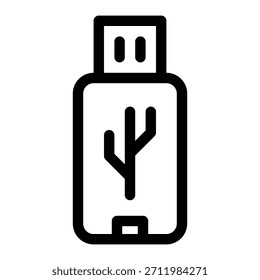 Esquema de icono de unidad flash para almacenamiento USB, transferencia de datos y memoria portátil.