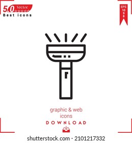 Icono de la linterna de contorno. vector de icono de linterna aislado en fondo blanco. Diseño gráfico, diseño de material, iconos de Best sellers 2022, aplicación móvil, diseño de UI UX, vector de formato EPS 10