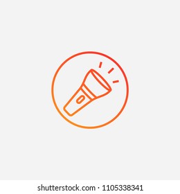 Outline flashlight icon,gradient illustration,vector lamp sign symbol