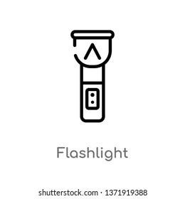 outline flashlight vector icon. isolated black simple line element illustration from camping concept. editable vector stroke flashlight icon on white background